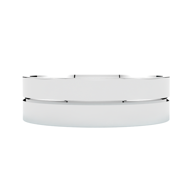 Płaska szeroka obrączka ślubna białe złoto 585